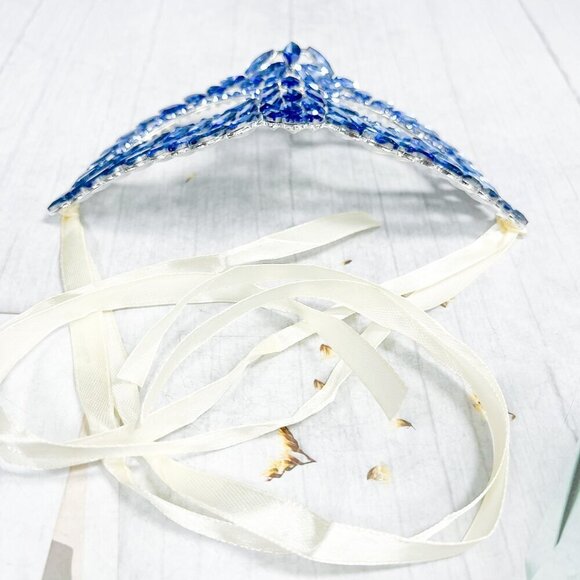 Handmade masquerade mask, Blue crystal mask, Wedding party mask, Masquerade ball - Picture 5 of 6